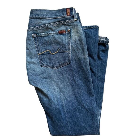 Mens 7 For All Mankind Tokyo Straight Fit Medium Wash Denim Jeans - Sz 38 - Picture 3 of 3